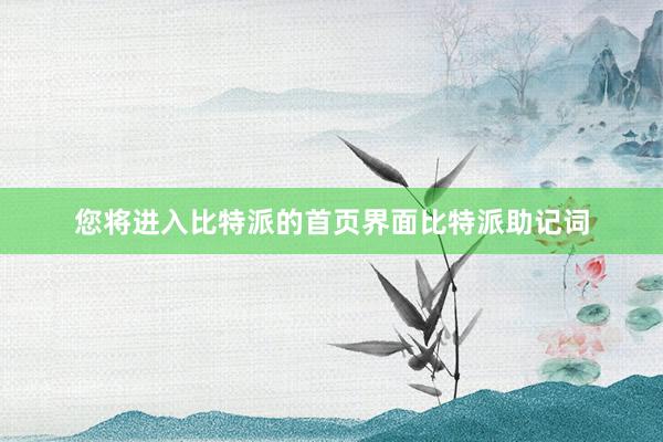 您将进入比特派的首页界面比特派助记词