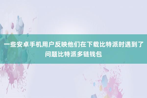 一些安卓手机用户反映他们在下载比特派时遇到了问题比特派多链钱包