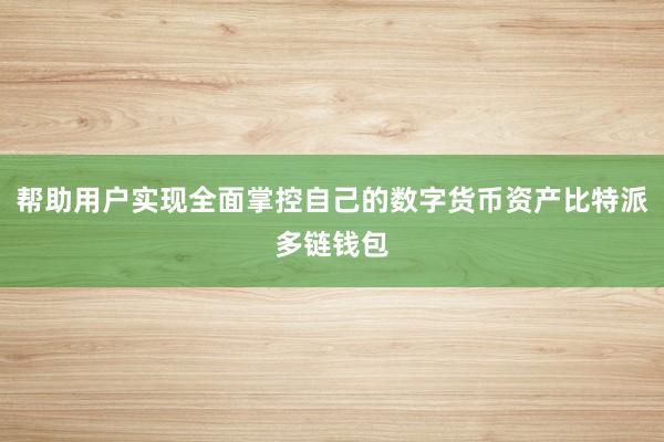 帮助用户实现全面掌控自己的数字货币资产比特派多链钱包