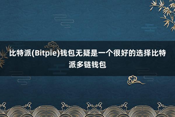 比特派(Bitpie)钱包无疑是一个很好的选择比特派多链钱包