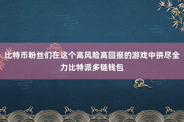 比特币粉丝们在这个高风险高回报的游戏中拼尽全力比特派多链钱包